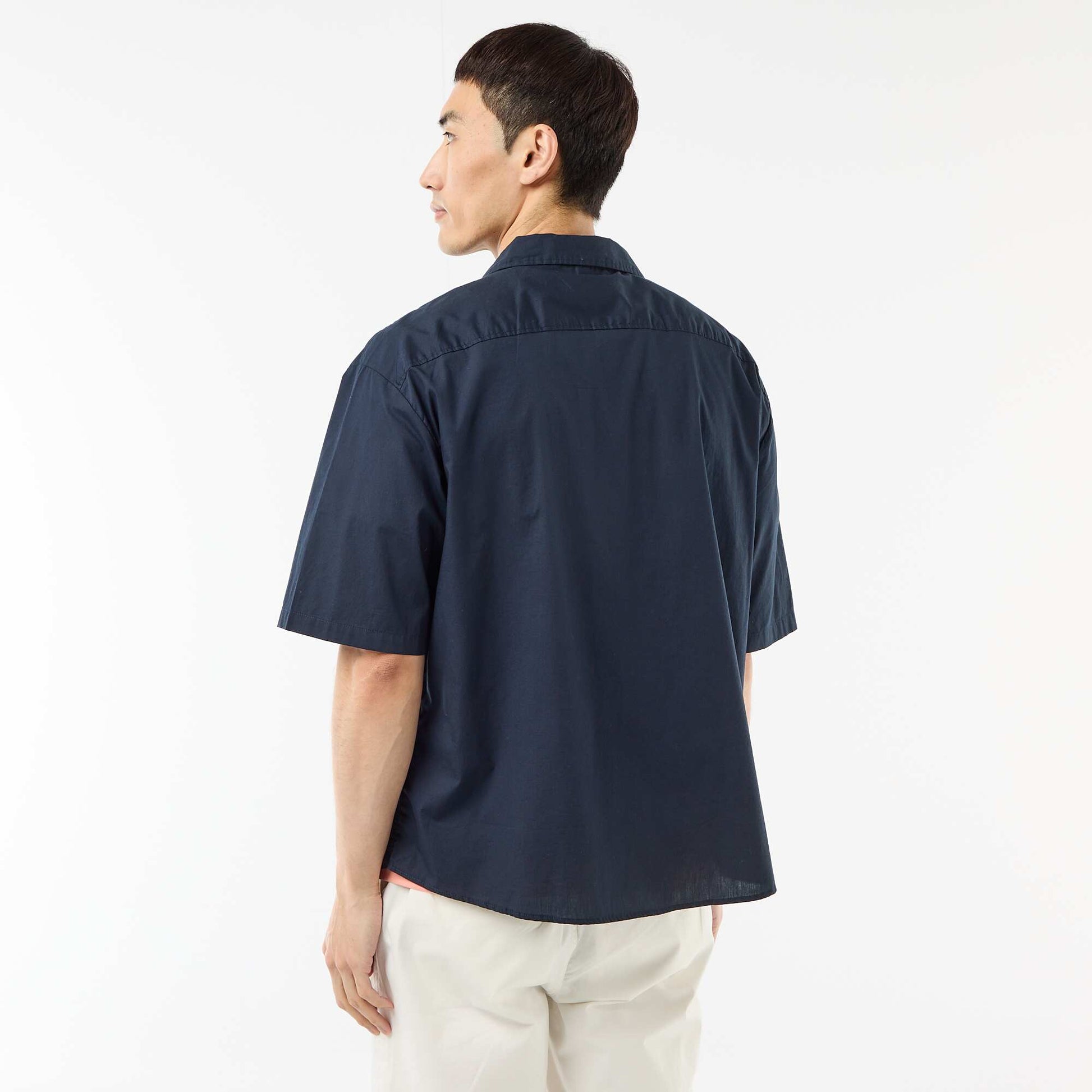 Camisa de manga corta de popelín AZUL