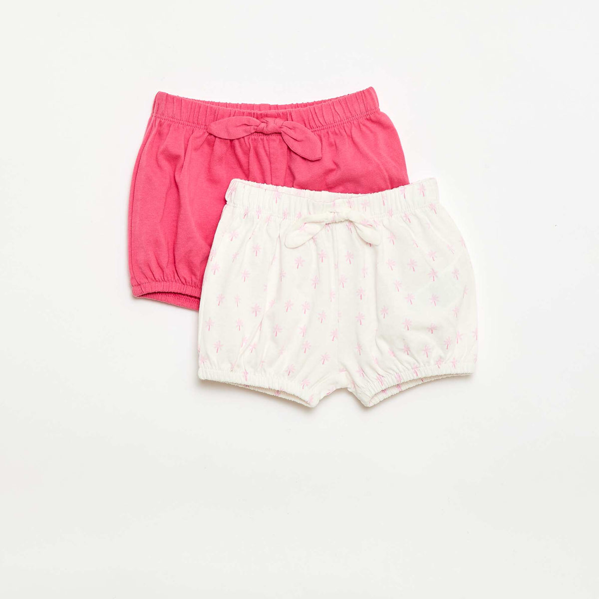 Pack de 2 pantalones cortos con lazos de fantasía BLANCO