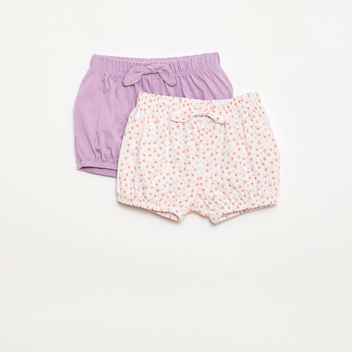 Pack de 2 pantalones cortos con lazos de fantasía BLANCO