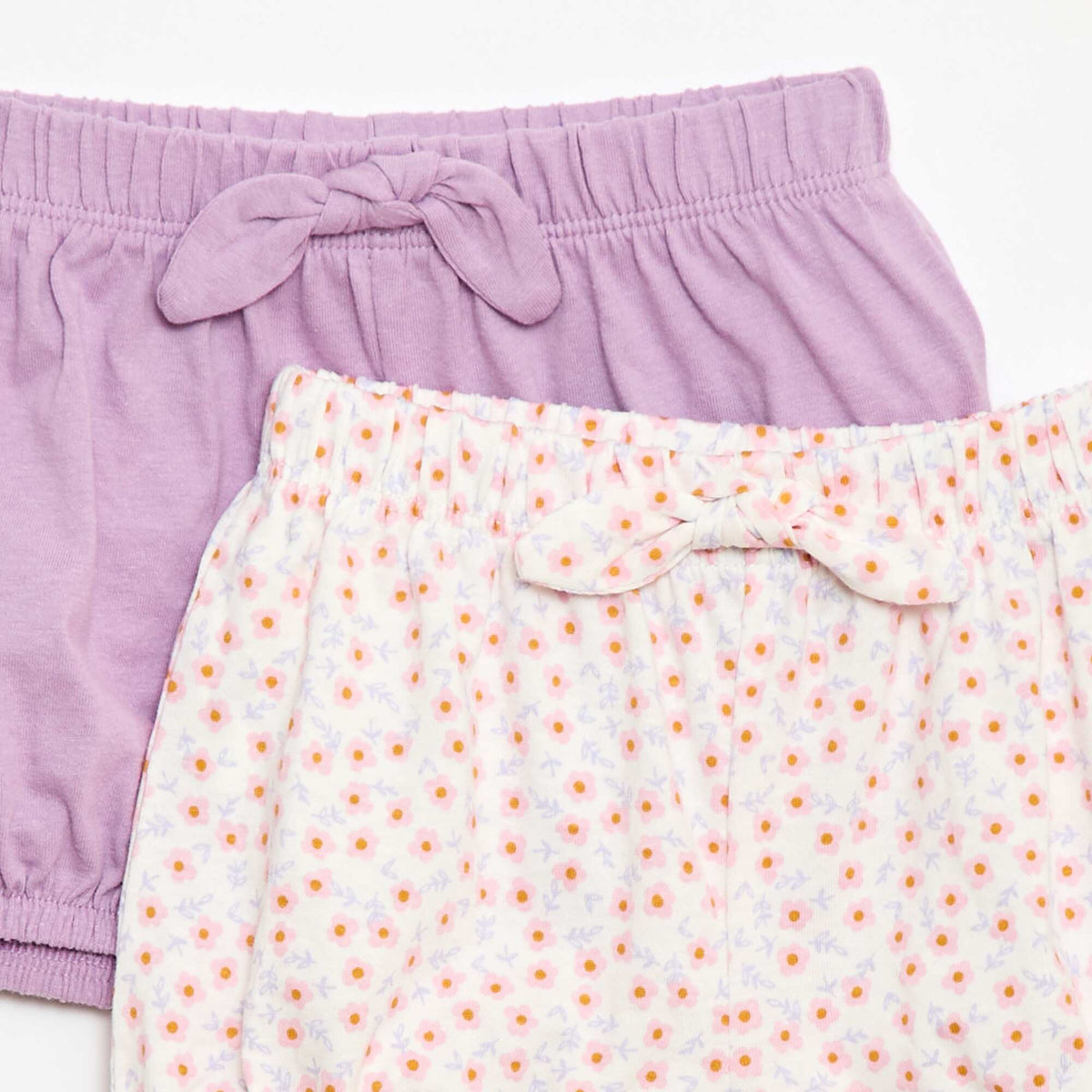 Pack de 2 pantalones cortos con lazos de fantasía BLANCO