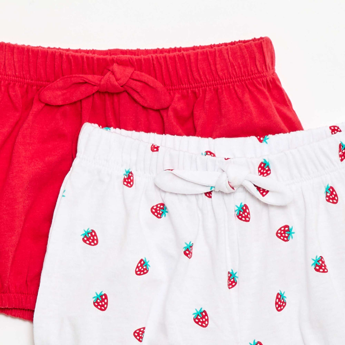 Pack de 2 pantalones cortos con lazos de fantasía BLANCO