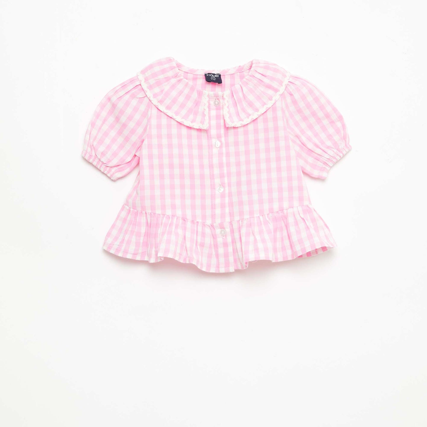 Blusa cuello Claudine con volantes ROSA