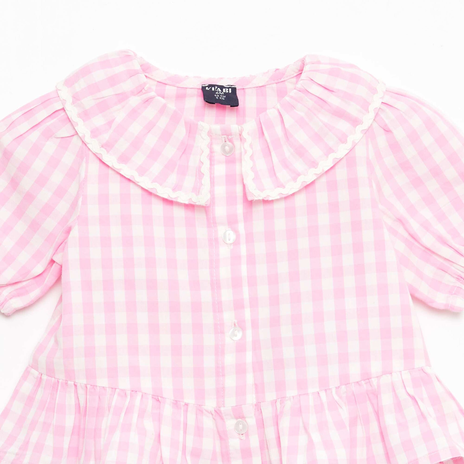 Blusa cuello Claudine con volantes ROSA