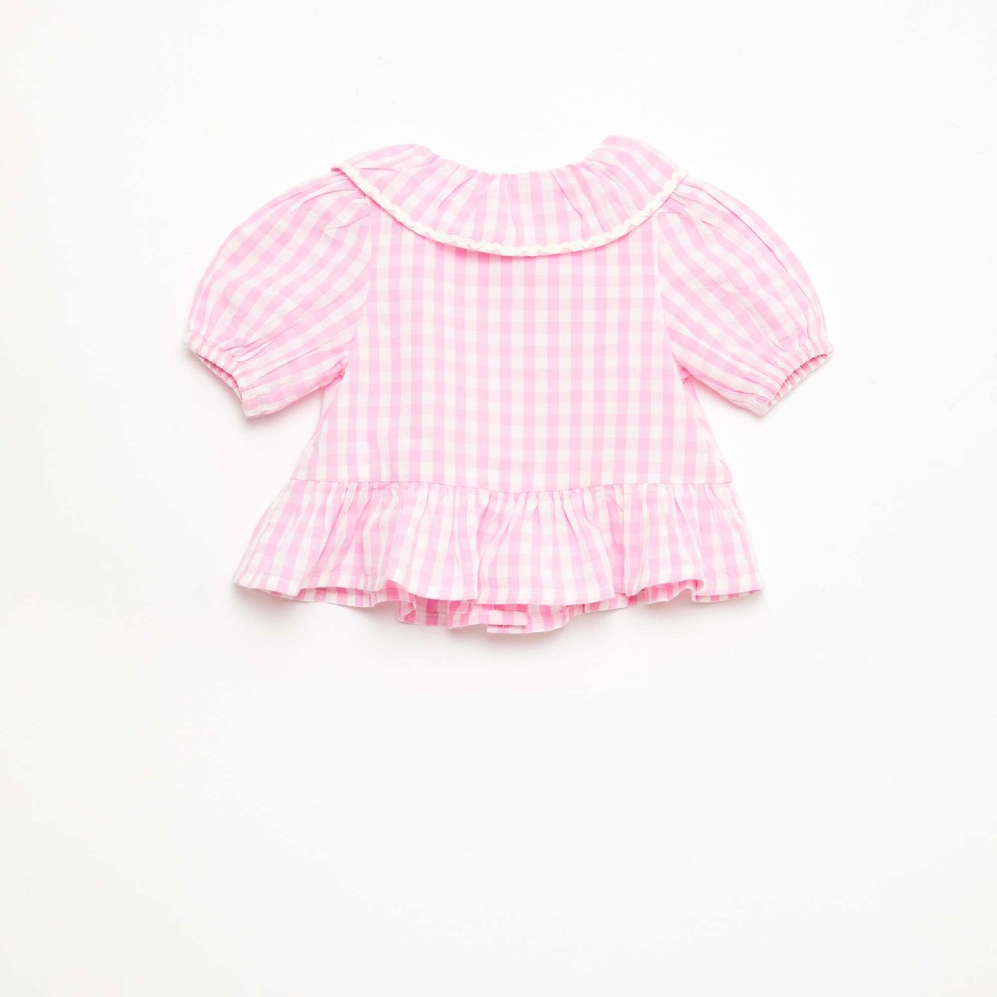 Blusa cuello Claudine con volantes ROSA