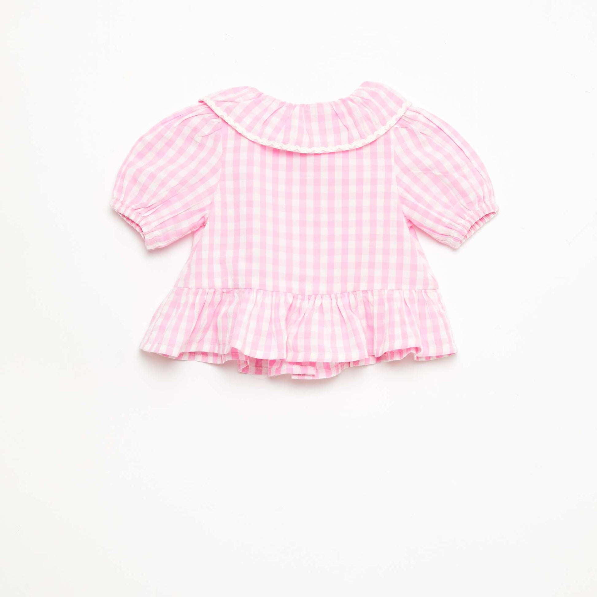 Blusa cuello Claudine con volantes ROSA