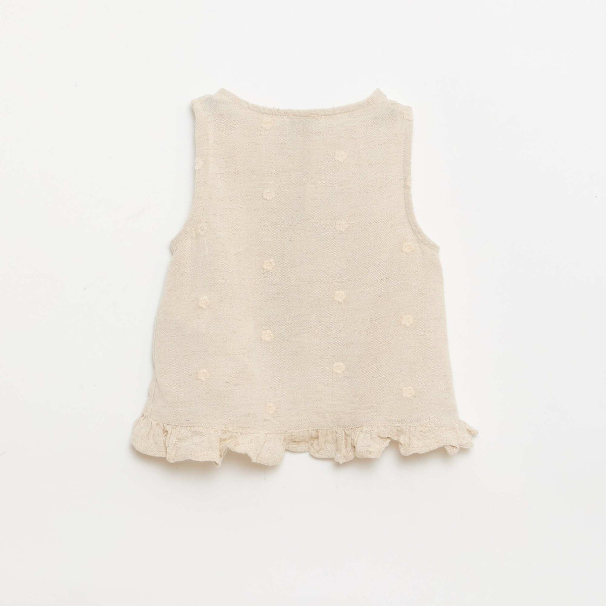 Blusa bordada sin mangas BEIGE