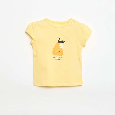 Camiseta de punto con mangas cortas AMARILLO