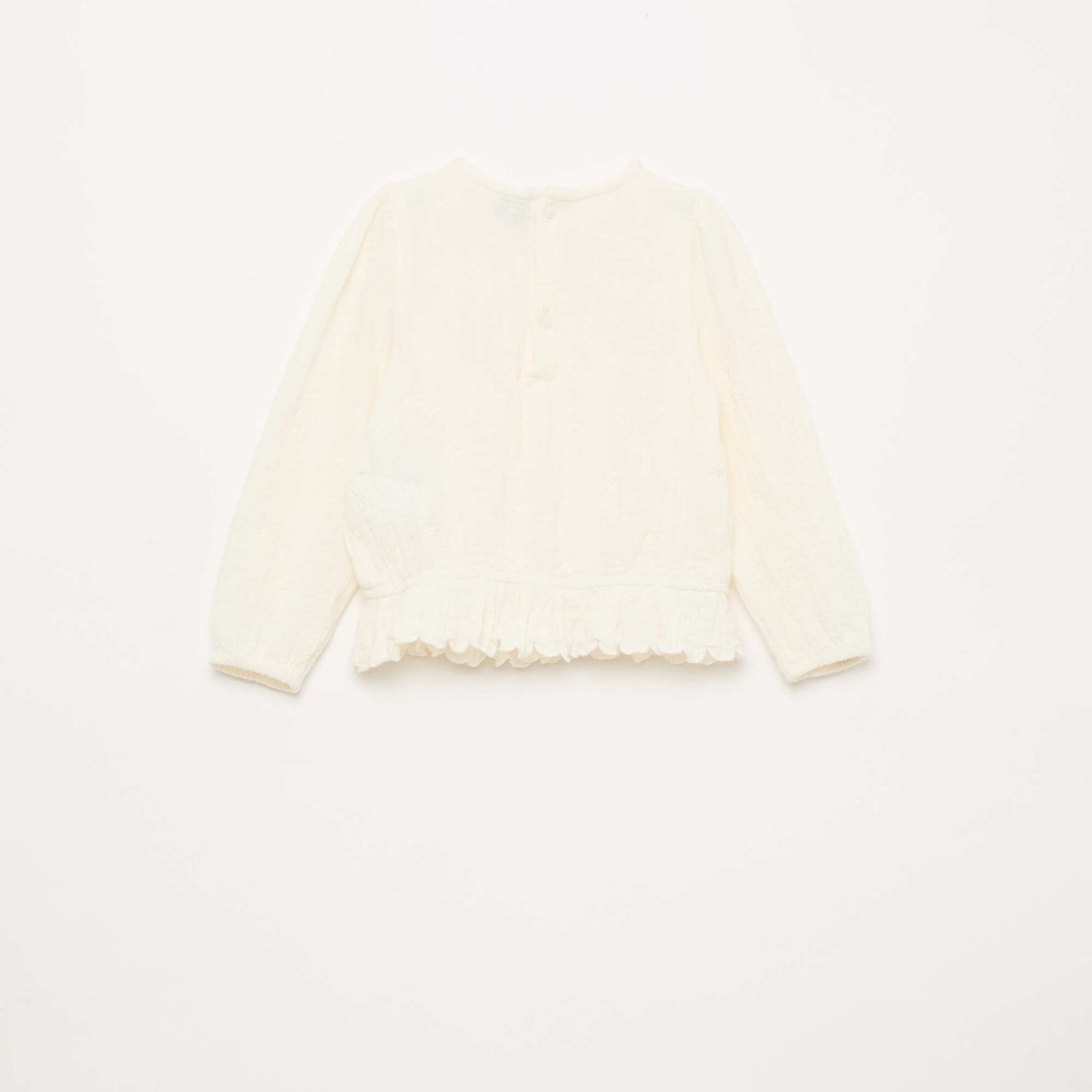 Blusa de gasa de algodón con bordados y encaje BLANCO