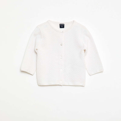 Cárdigan de punto musgo liso BLANCO