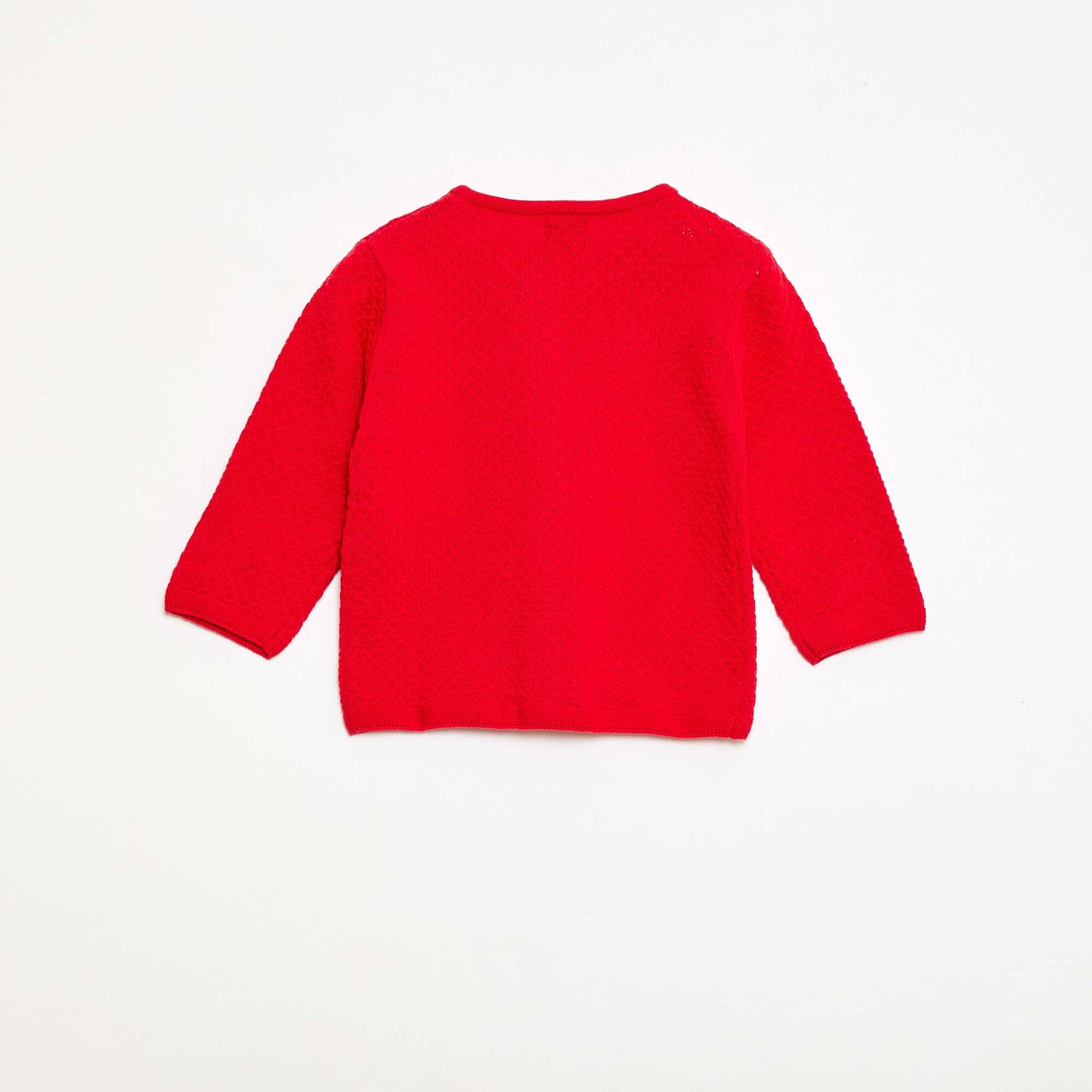 Cárdigan de punto musgo liso ROJO