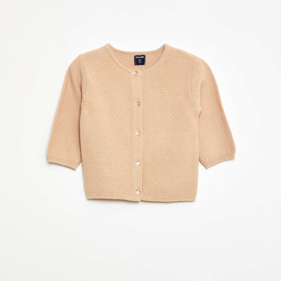 Chaleco de punto calado con fantasía BEIGE