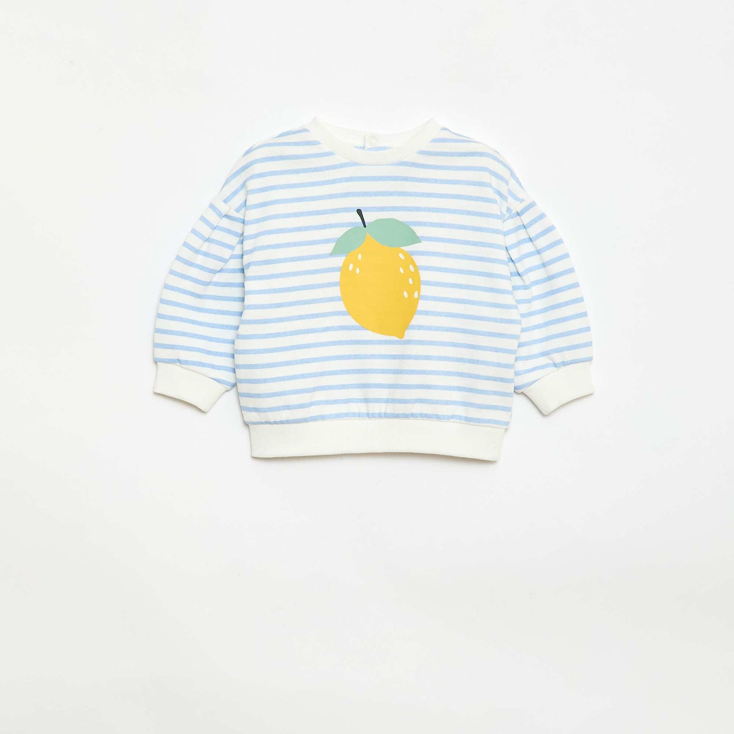 Buzo de felpa ligera con cuello redondo y estampado BLANCO