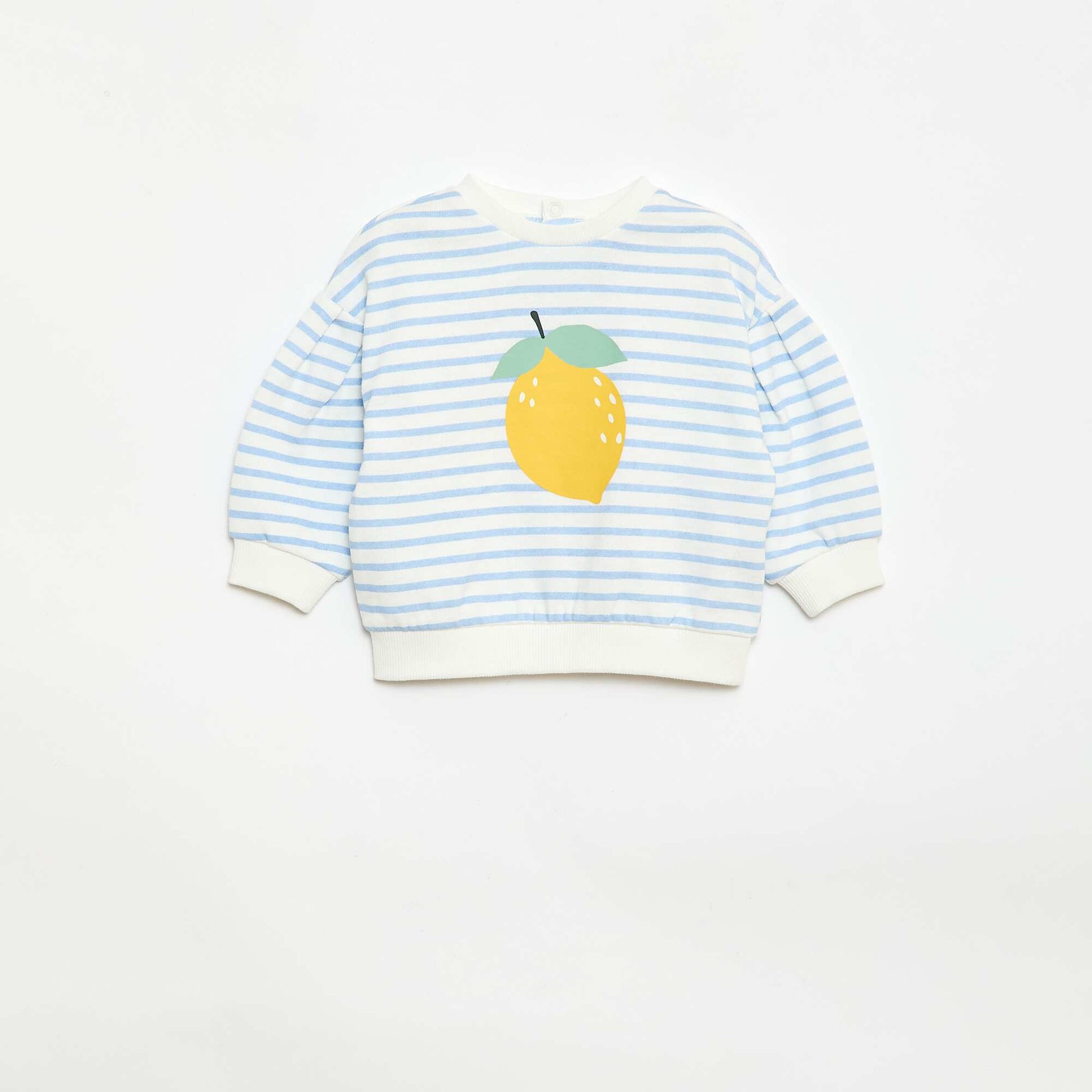 Buzo de felpa ligera con cuello redondo y estampado BLANCO