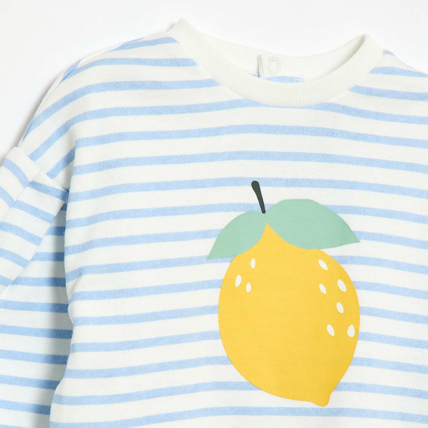 Buzo de felpa ligera con cuello redondo y estampado BLANCO
