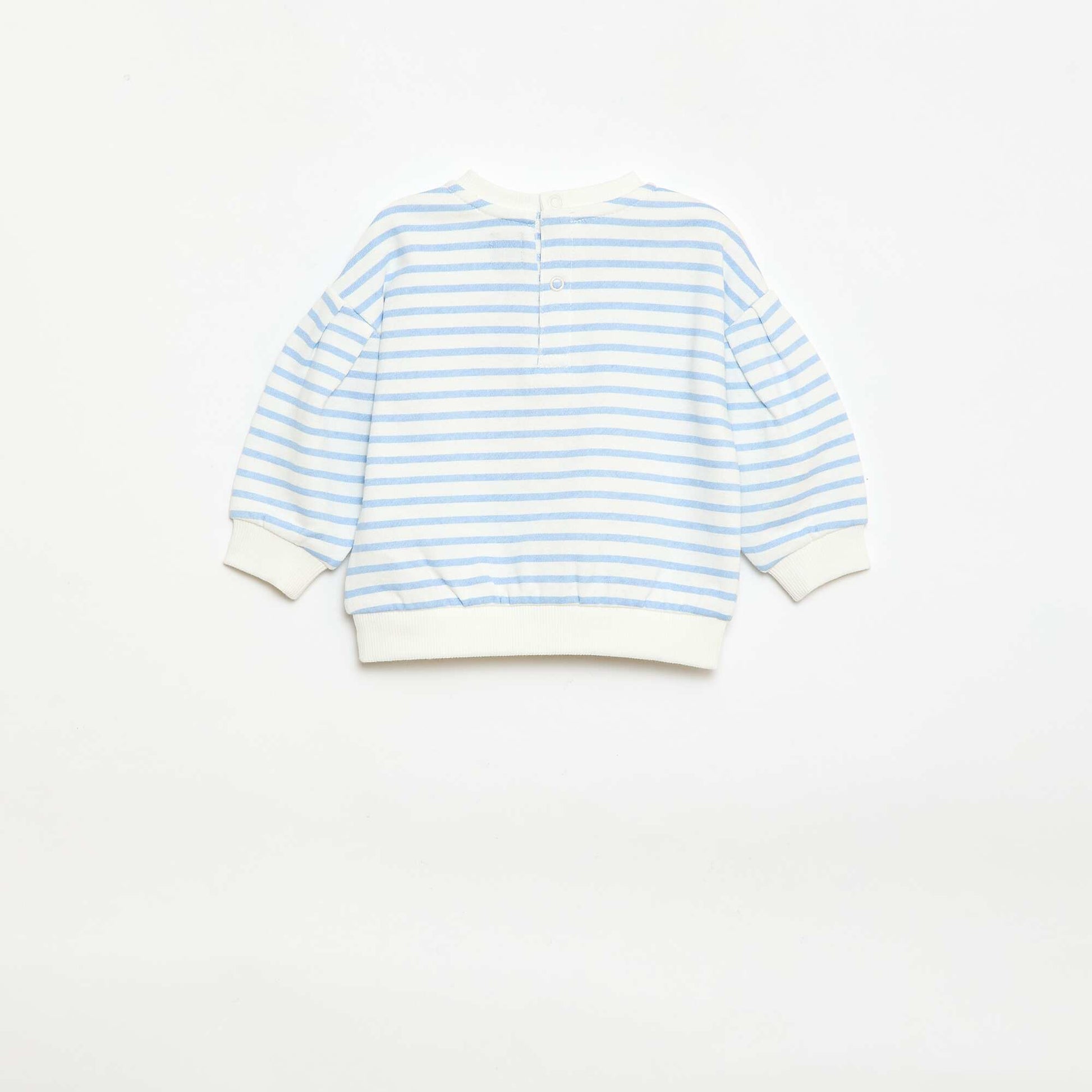 Buzo de felpa ligera con cuello redondo y estampado BLANCO