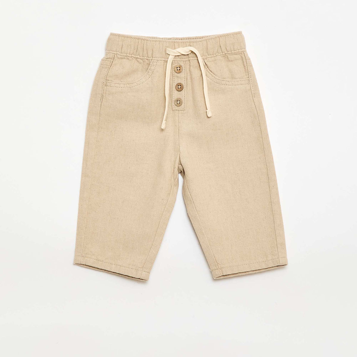 Pantalón blanco con rayas finas BEIGE
