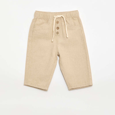 Pantalón blanco con rayas finas BEIGE