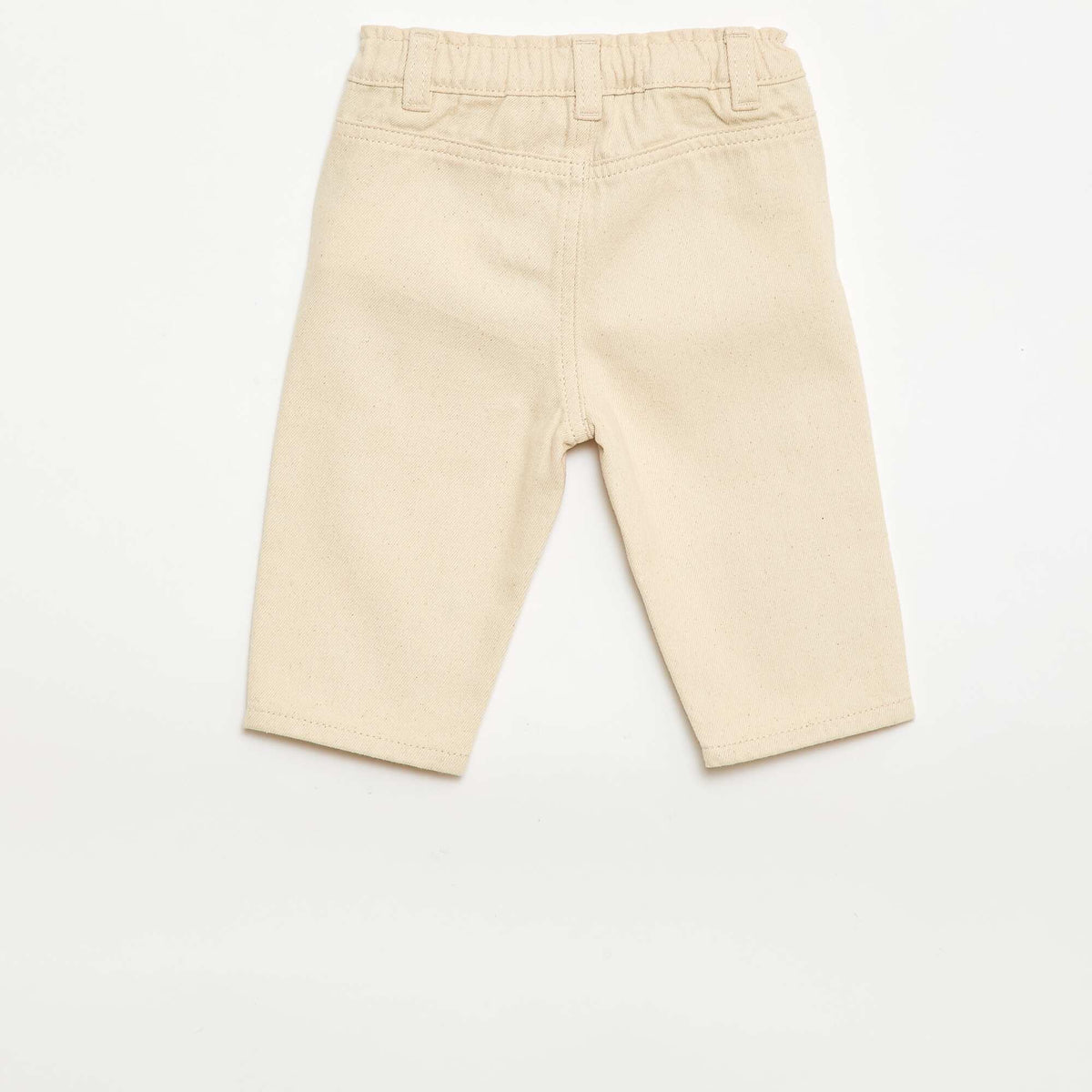 Pantalón paperbag bordado all-over en twill de algodón BEIGE
