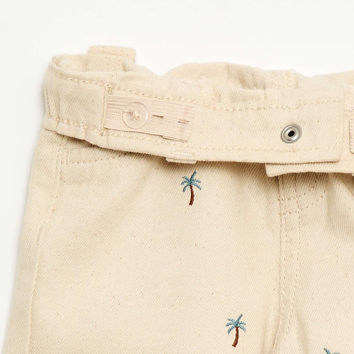 Pantalón paperbag bordado all-over en twill de algodón BEIGE