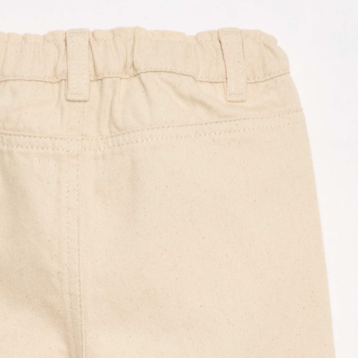 Pantalón paperbag bordado all-over en twill de algodón BEIGE