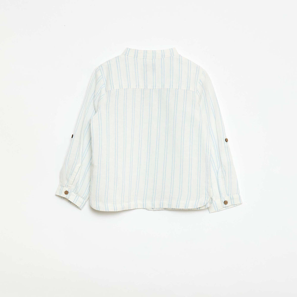 Camisa cuello mao con mangas remangables BLANCO