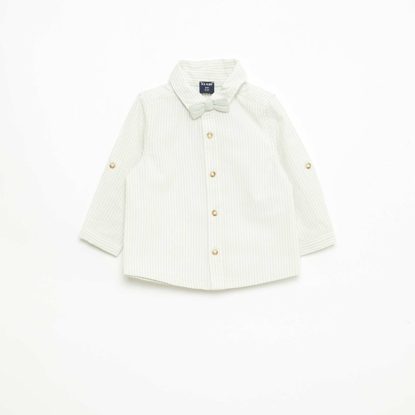 Camisa de algodón con pajarita extraíble BLANCO