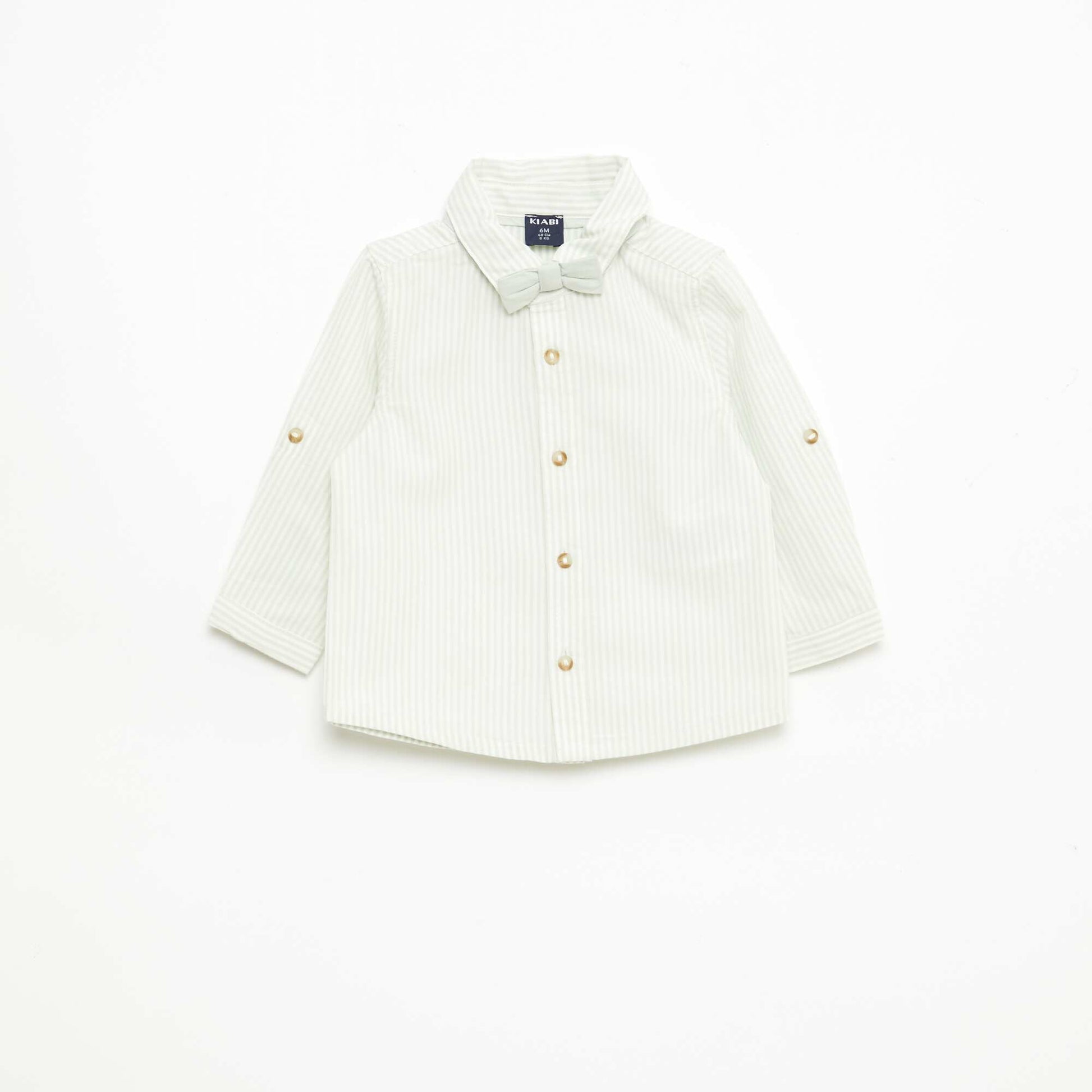 Camisa de algodón con pajarita extraíble BLANCO