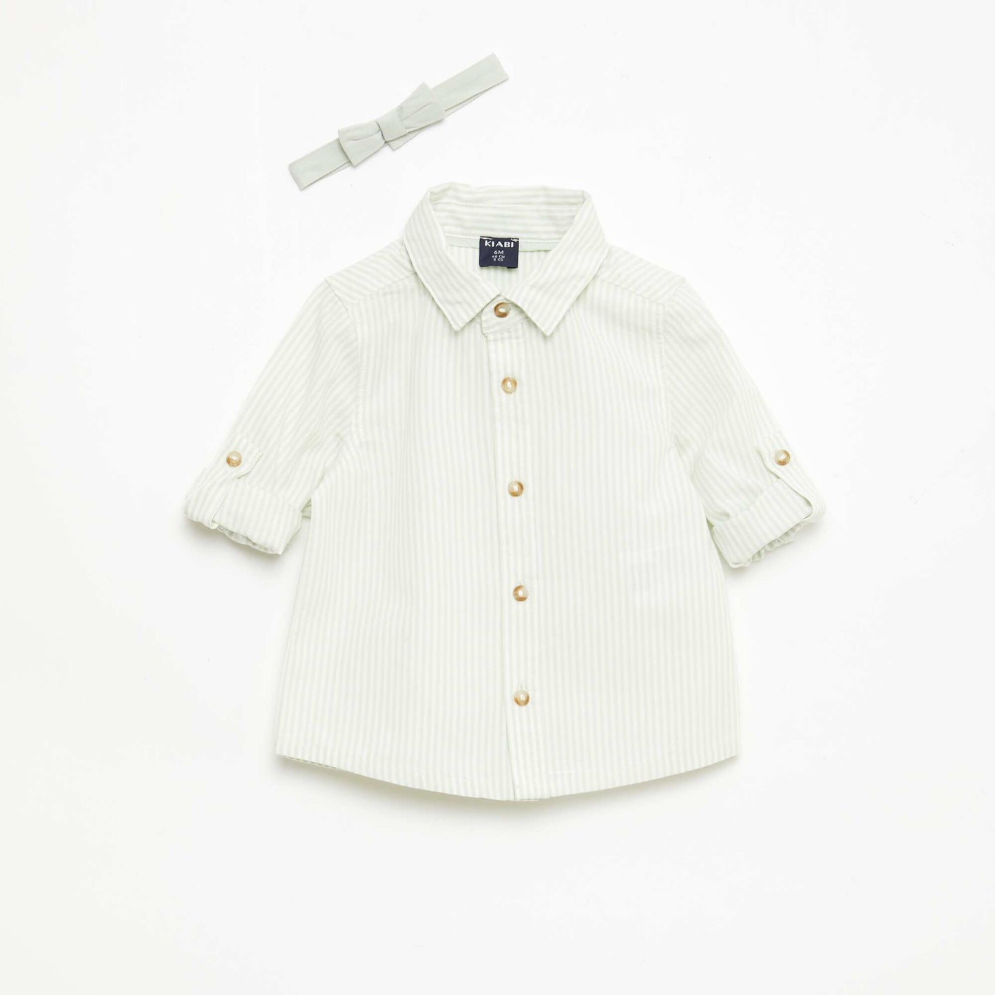 Camisa de algodón con pajarita extraíble BLANCO