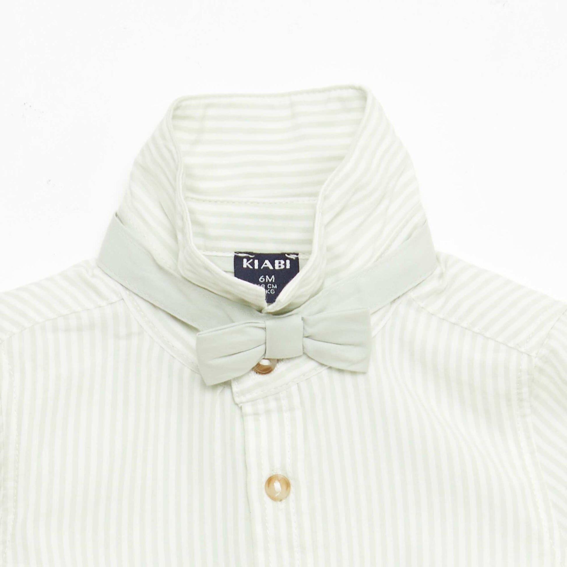 Camisa de algodón con pajarita extraíble BLANCO