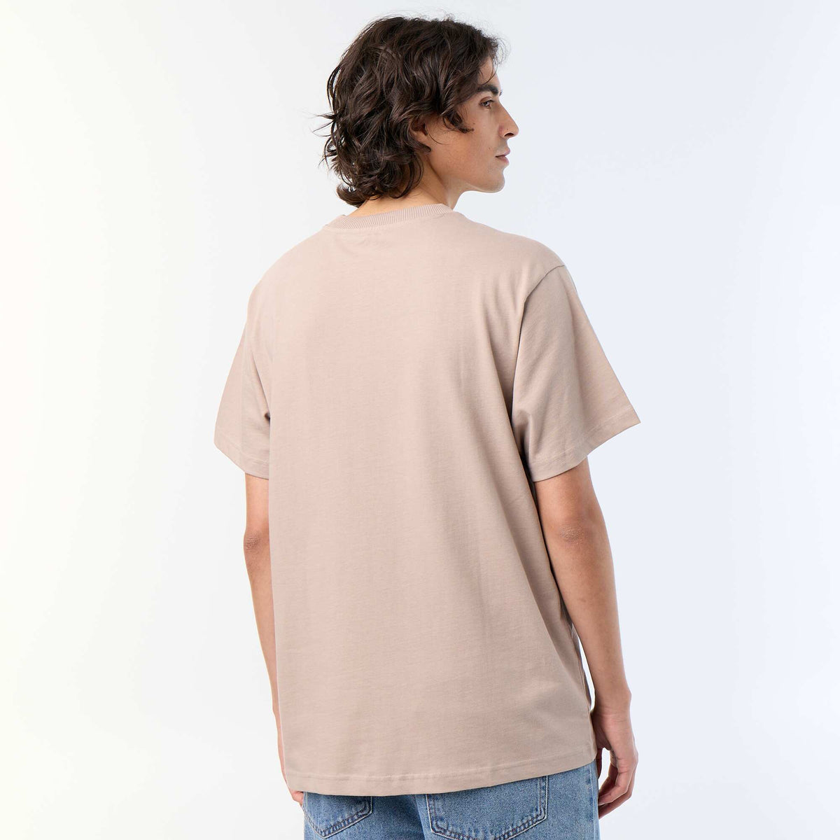 Camiseta lisa de corte cómodo / oversize de manga corta BEIGE