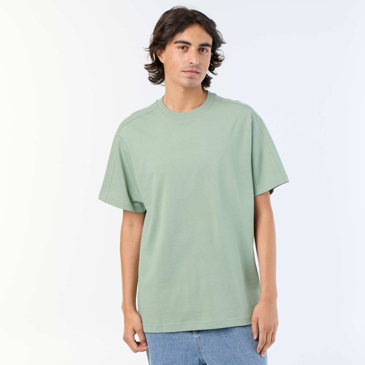 Camiseta lisa de corte cómodo / oversize de manga corta VERDE