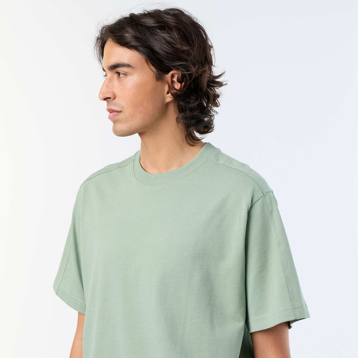 Camiseta lisa de corte cómodo / oversize de manga corta VERDE
