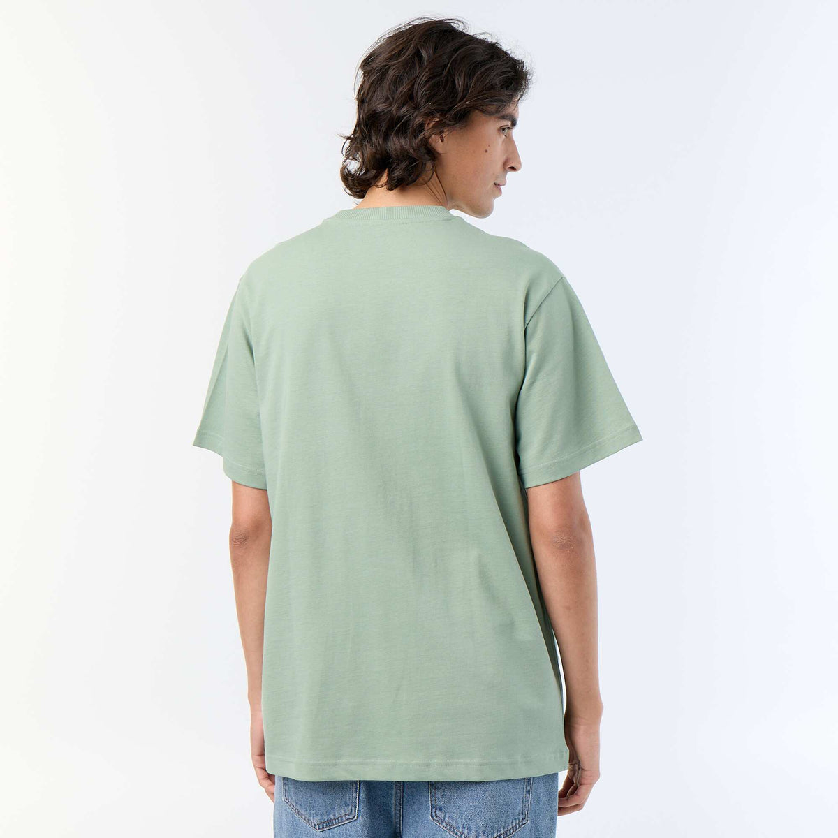 Camiseta lisa de corte cómodo / oversize de manga corta VERDE