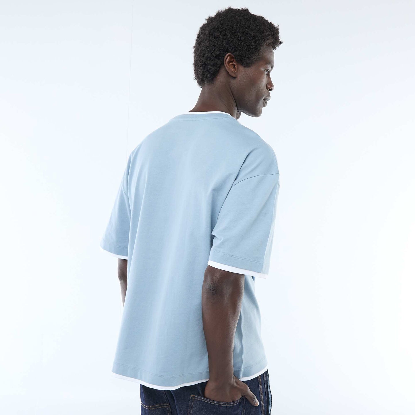Camiseta efecto 2 en 1 de manga corta AZUL