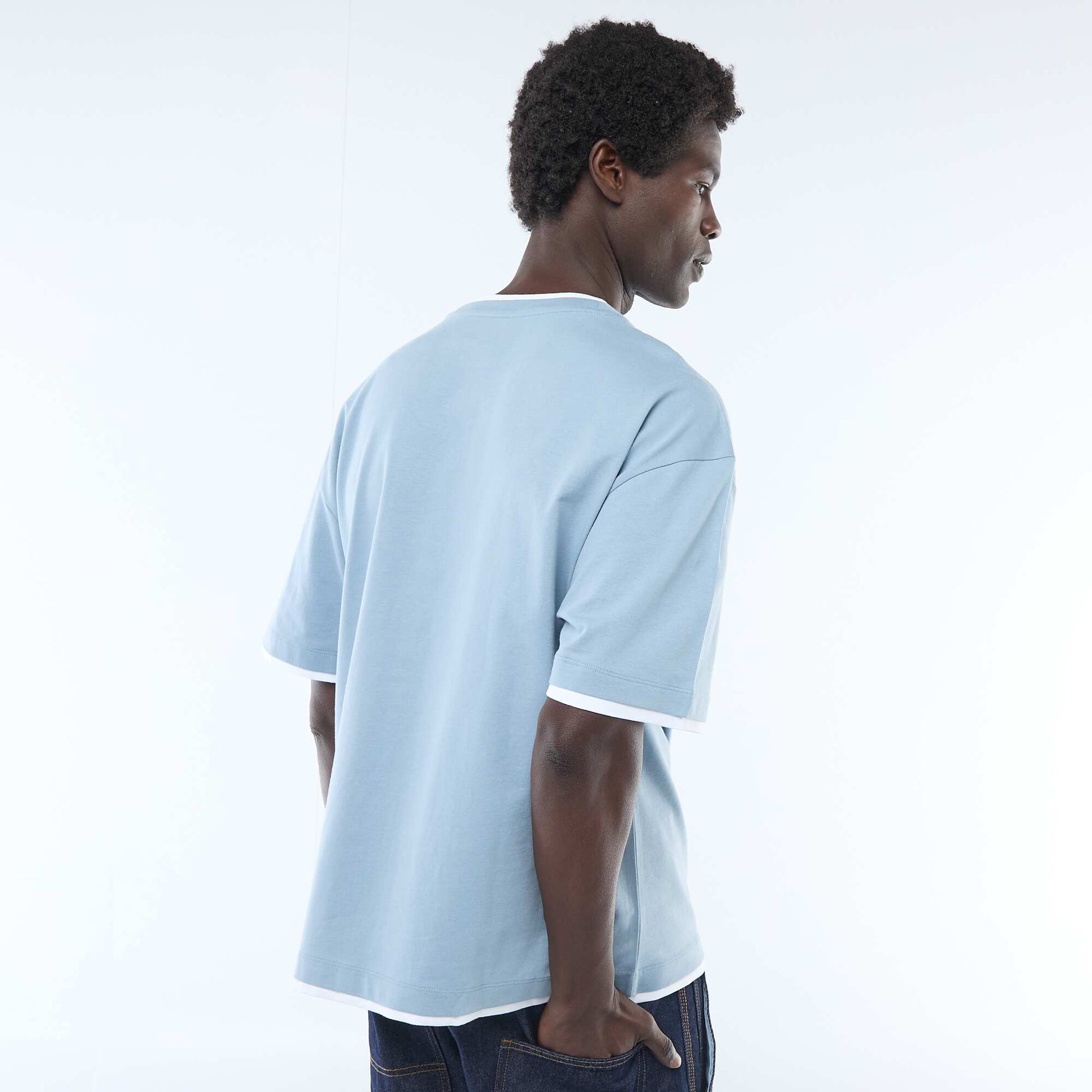 Camiseta efecto 2 en 1 de manga corta AZUL