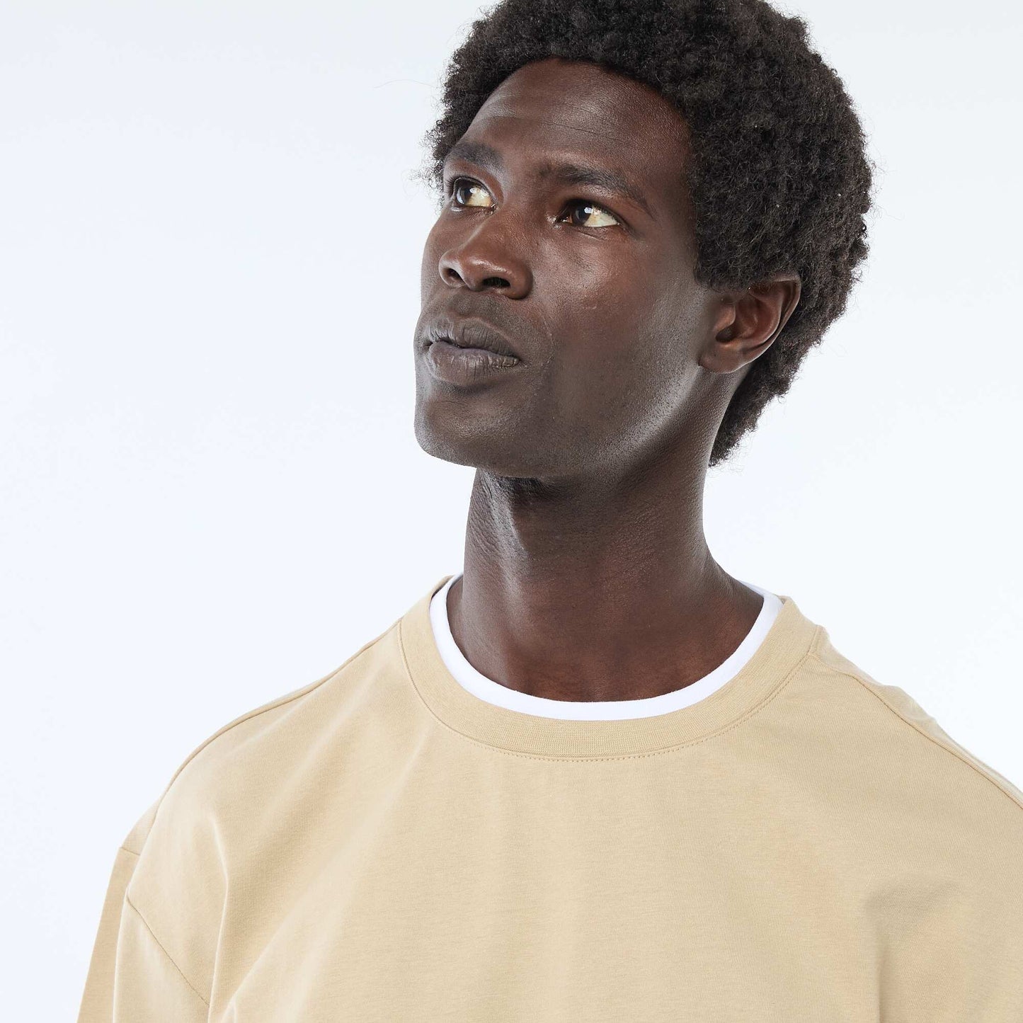 Camiseta efecto 2 en 1 de manga corta BEIGE