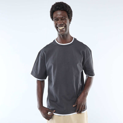 Camiseta efecto 2 en 1 de manga corta NEGRO
