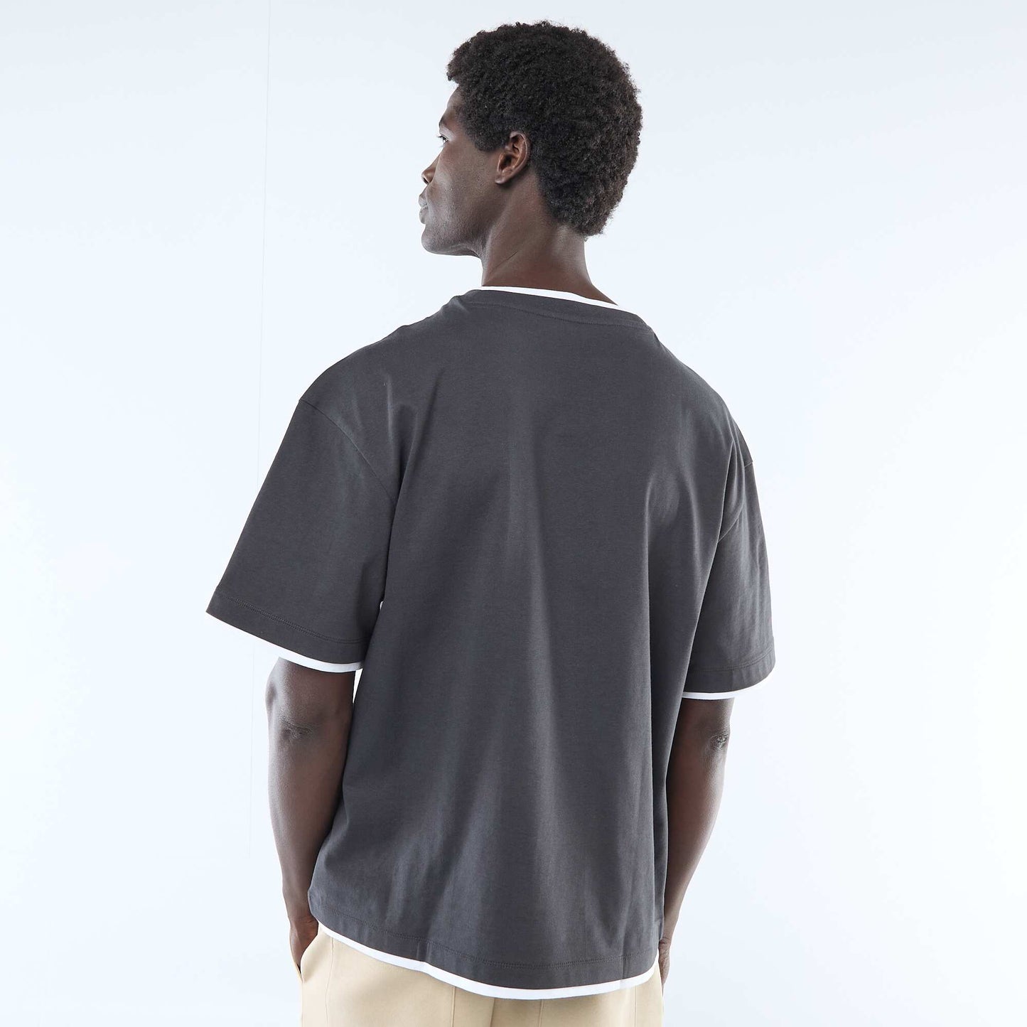 Camiseta efecto 2 en 1 de manga corta NEGRO