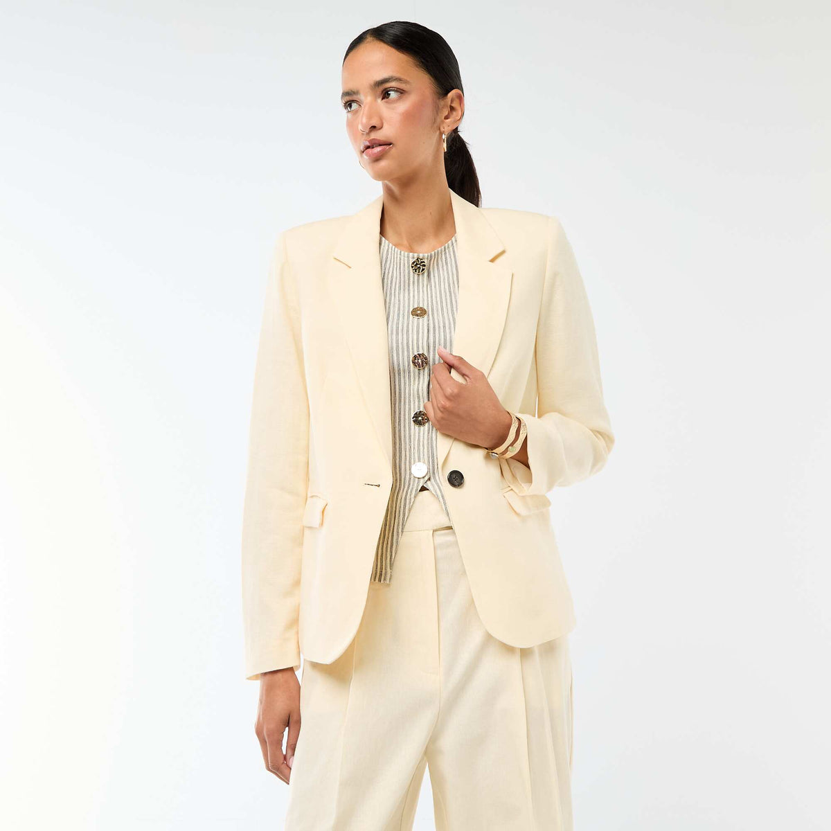 Chaqueta blazer midi BEIGE