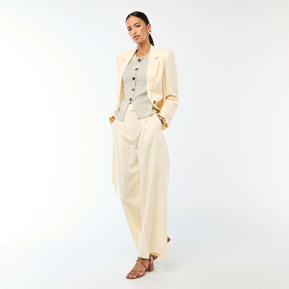 Chaqueta blazer midi BEIGE