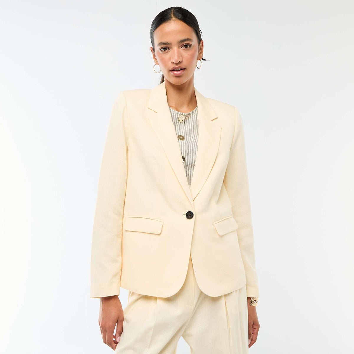 Chaqueta blazer midi BEIGE