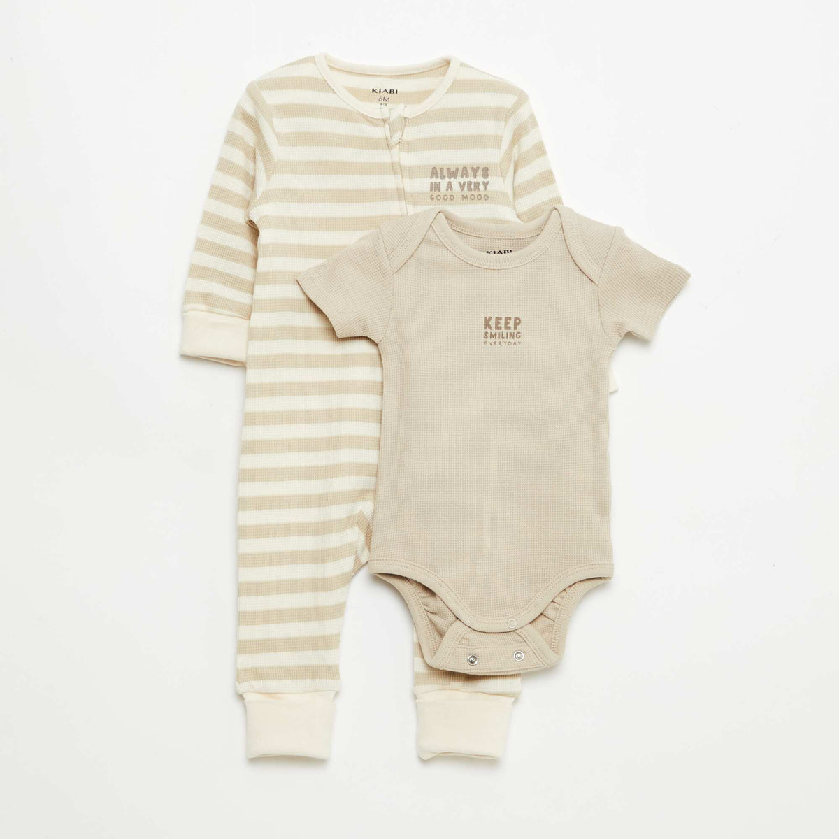 Pack body evolutivo + pijama en punto canalé MARRON