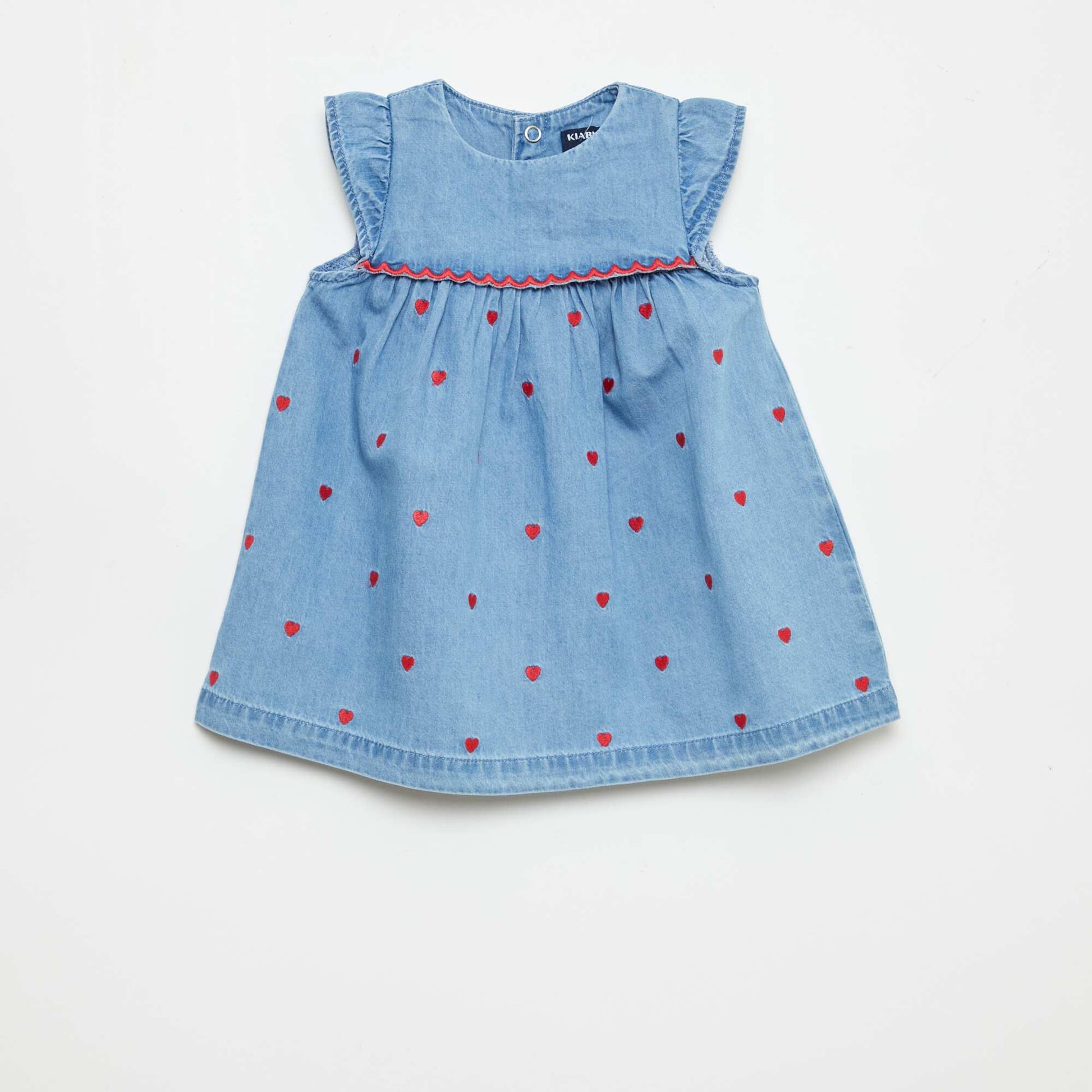 Vestido de manga corta en jean ligero AZUL