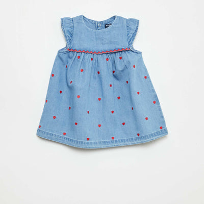 Vestido de manga corta en jean ligero AZUL