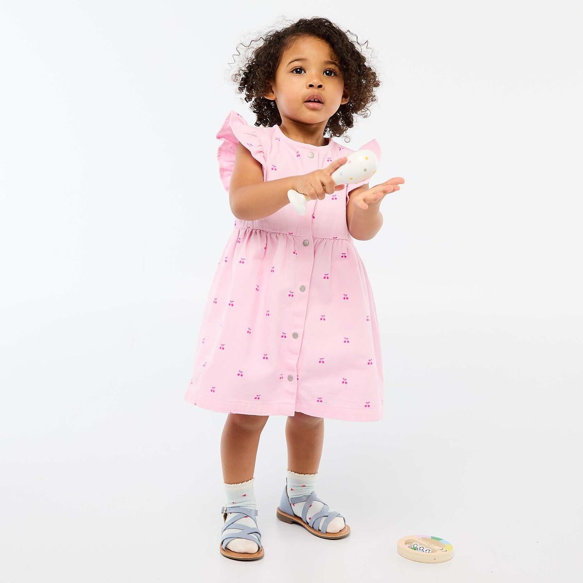 Vestido de twill a rayas y manga corta ROSA