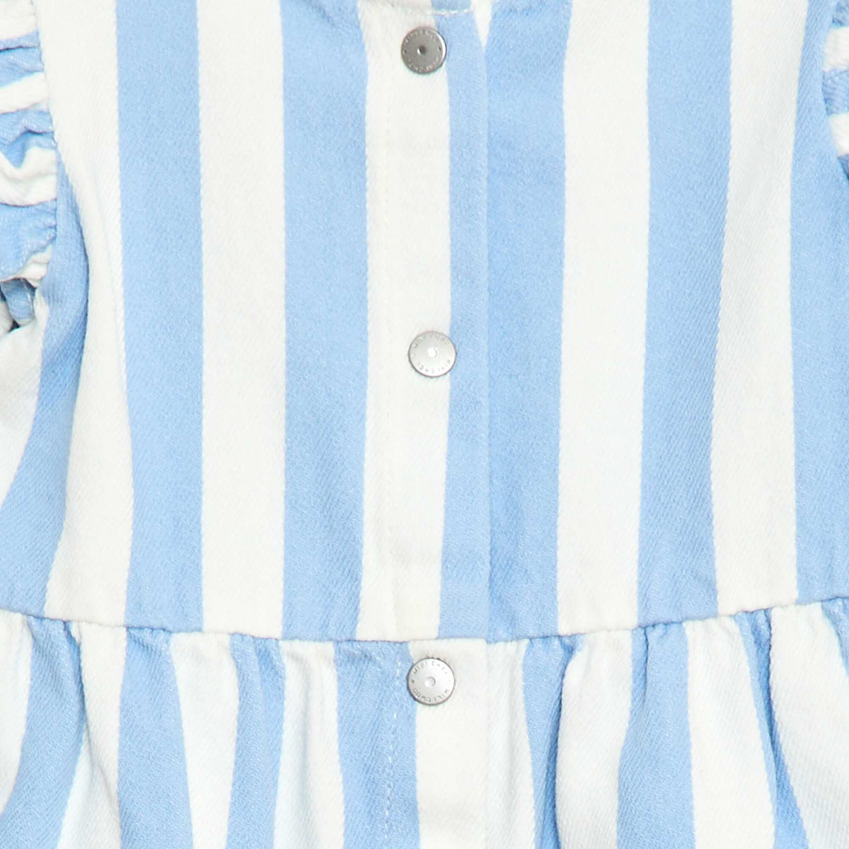 Vestido de twill a rayas y manga corta AZUL