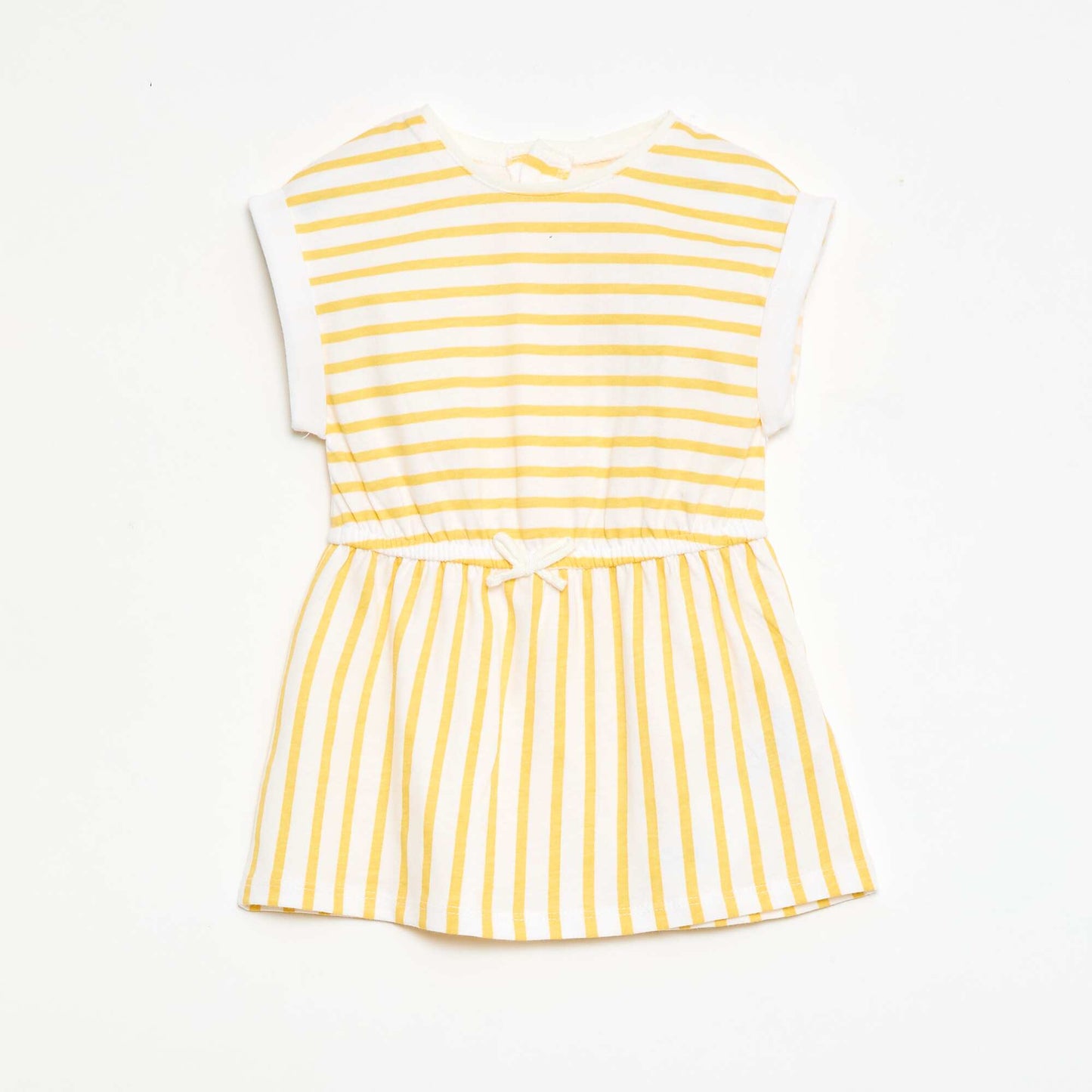 Vestido de manga corta en punto de algodón AMARILLO