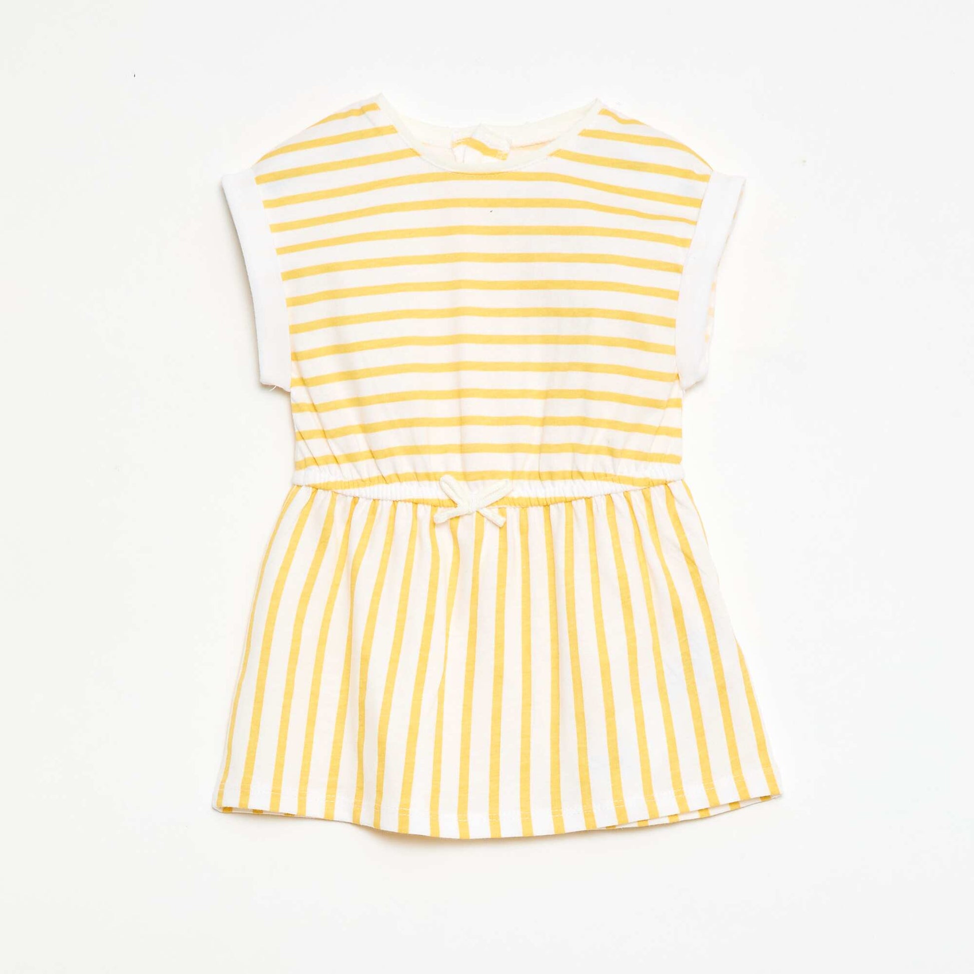 Vestido de manga corta en punto de algodón AMARILLO