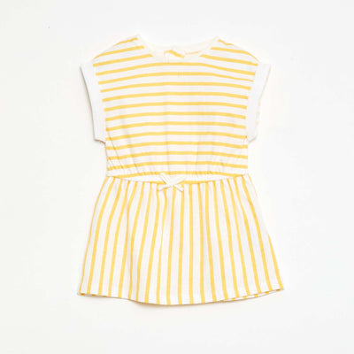 Vestido de manga corta en punto de algodón AMARILLO