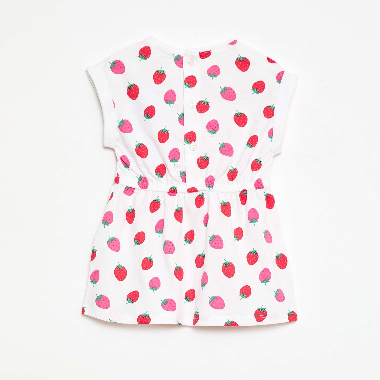 Vestido de manga corta en punto de algodón BLANCO